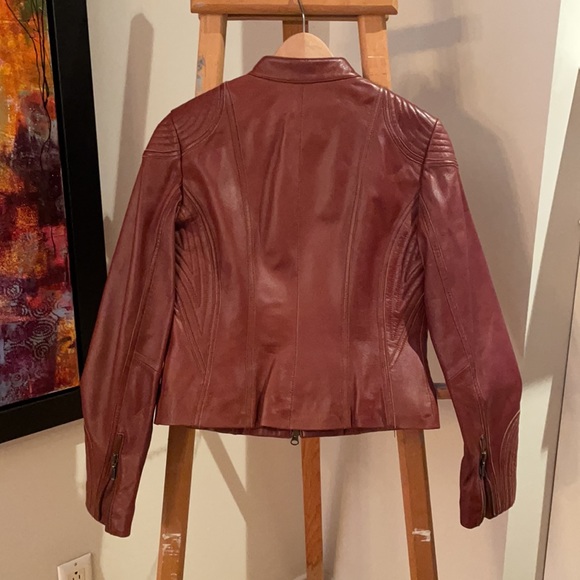 Danier leather bomber jacket size Small, Red - Picture 3 of 4